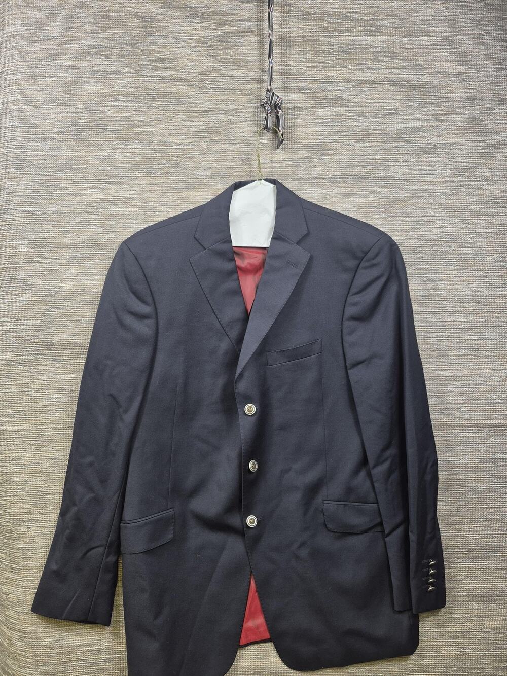Saks Fifth Avenue Blazer Mens 44L Blue Solid Two Button Suit Jacket Canada Lined